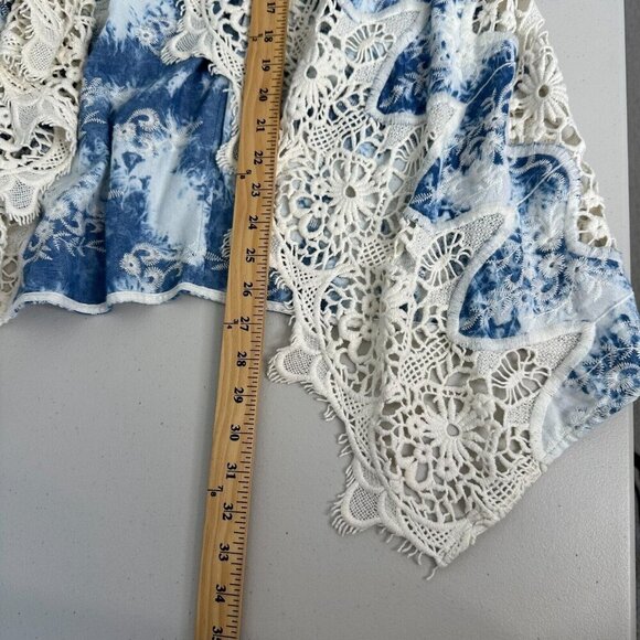 Chicos Vest Blue Drape front Lace Medium - Picture 4 of 9